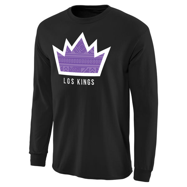 NBA Men Sacramento Kings Noches Enebea Long Sleeve TShirt Black->nba t-shirts->Sports Accessory